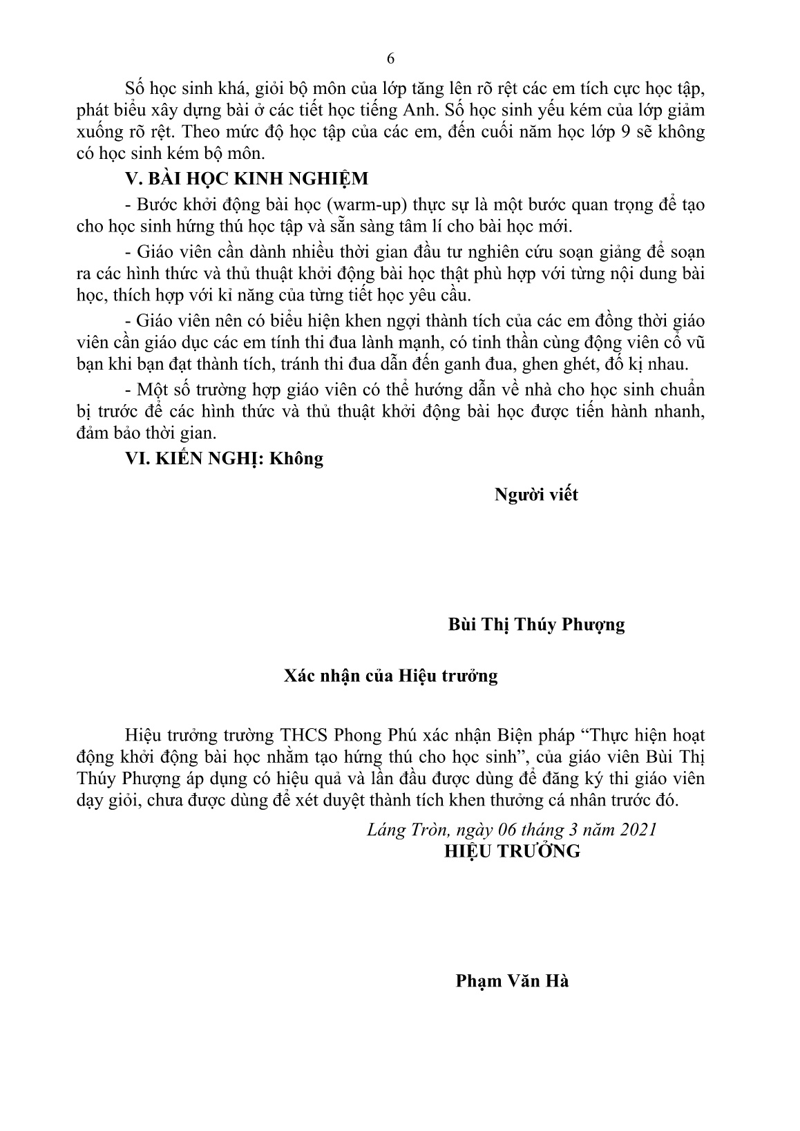 Báo cáo Biện pháp thực hiện hoạt động khởi động bài học nhằm tạo hứng thú cho học sinh trang 6