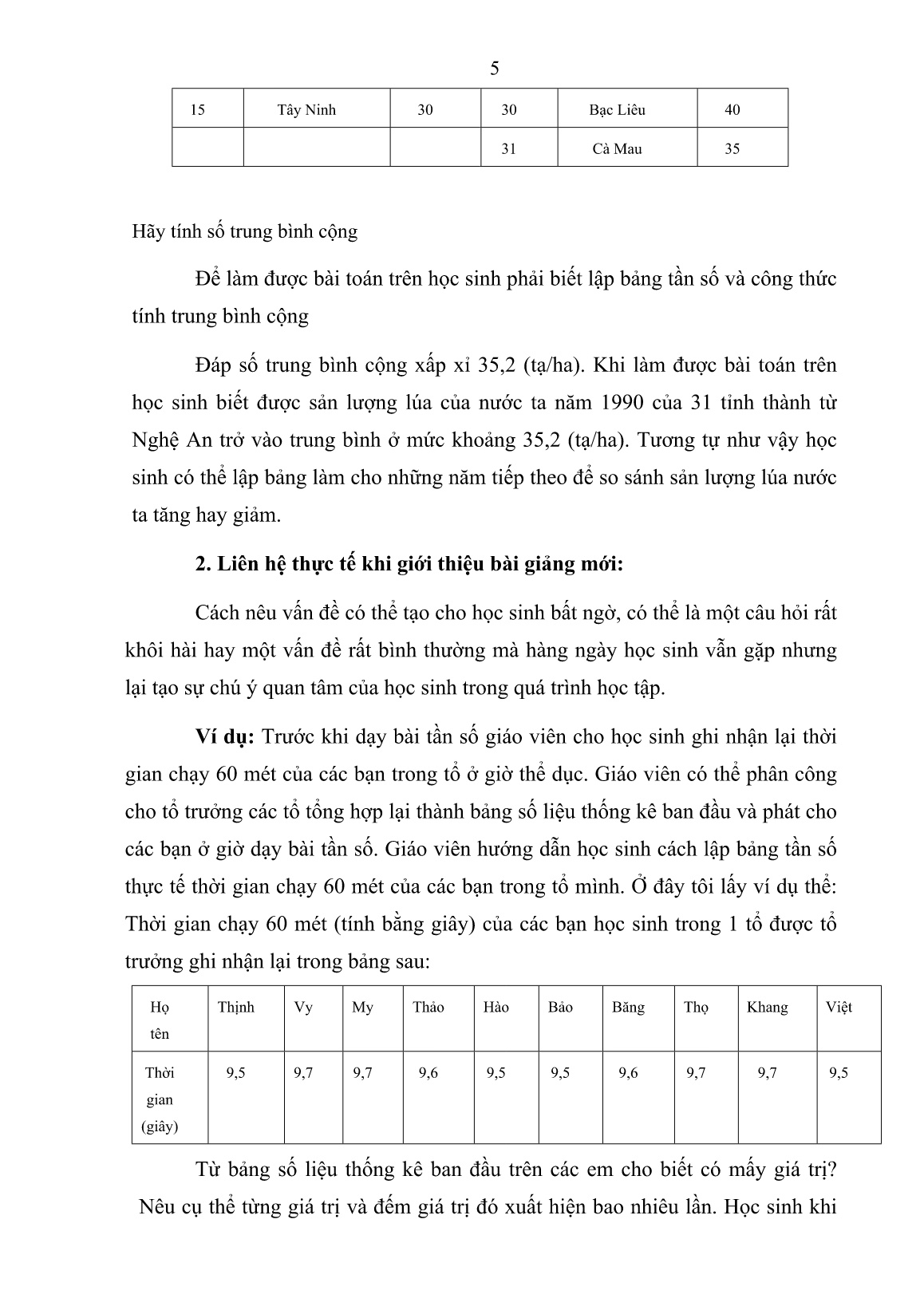 Báo cáo Biện pháp phát triển năng lực vận dụng kiến thức thống kê – chương III Đại số Lớp 7 vào thực tiễn cuộc sống trang 5