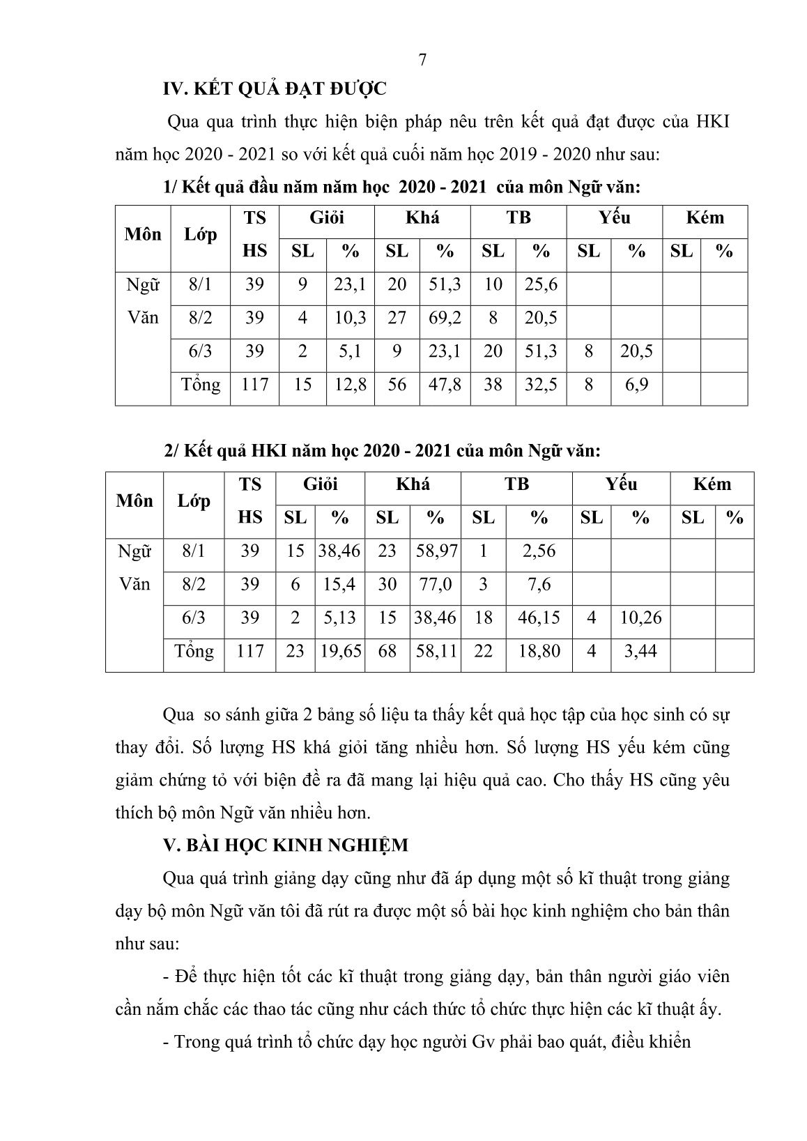 Báo cáo Biện pháp gây hứng thú cho học sinh Lớp 8 trong việc học phân môn: Đọc hiểu văn bản trang 7