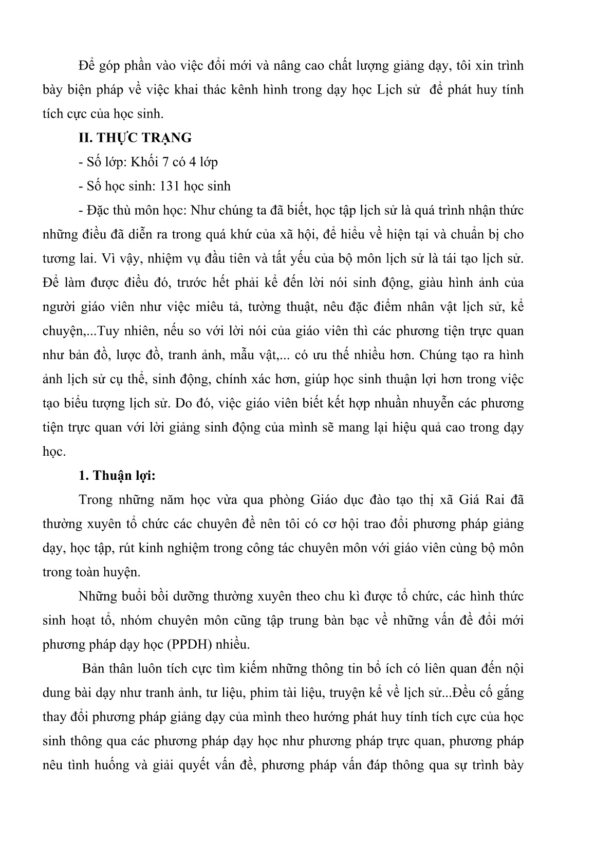 Báo cáo Biện pháp khai thác kênh hình trong dạy học Lịch sử 7 trang 2