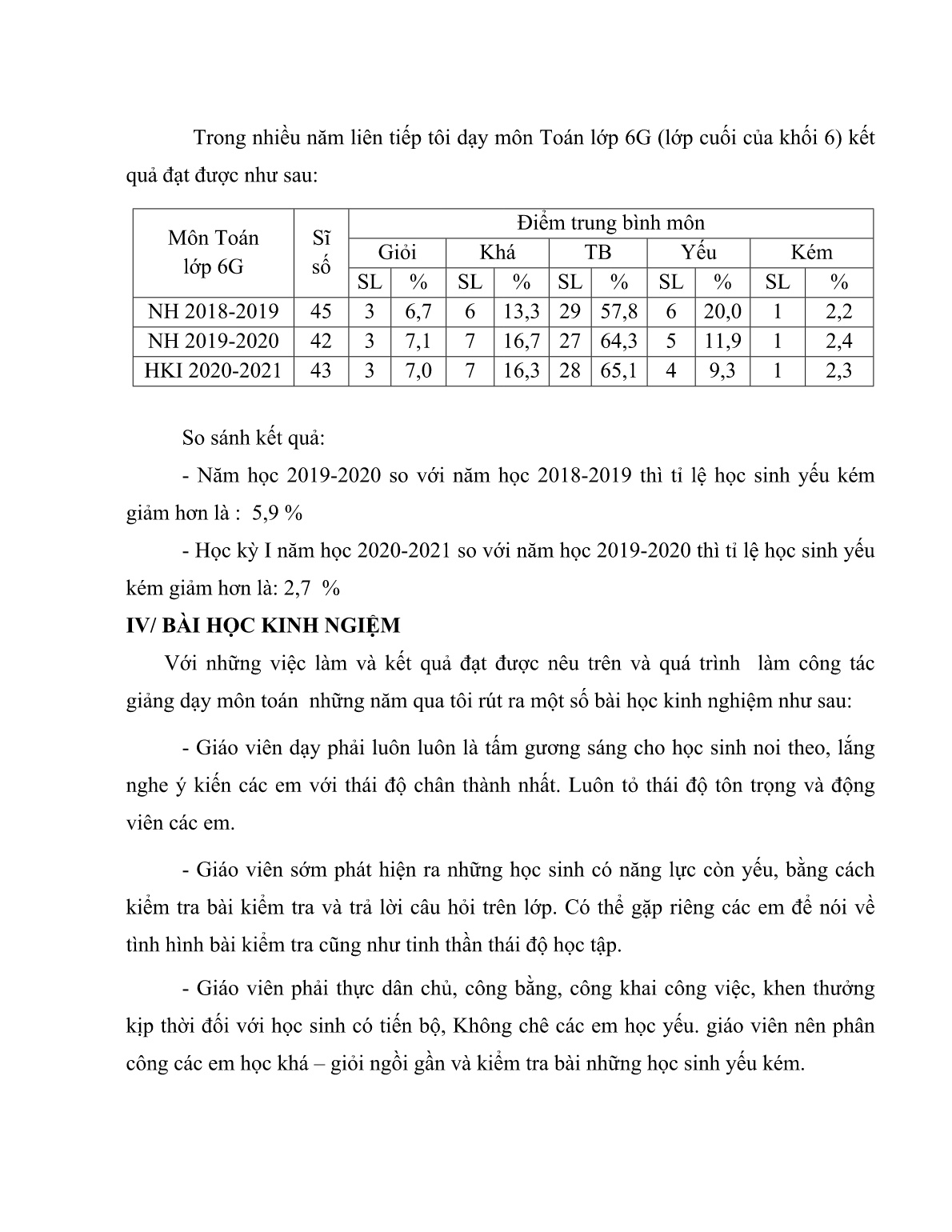 Báo cáo Biện pháp nâng cao chất lượng học sinh yếu kém môn Toán trang 4