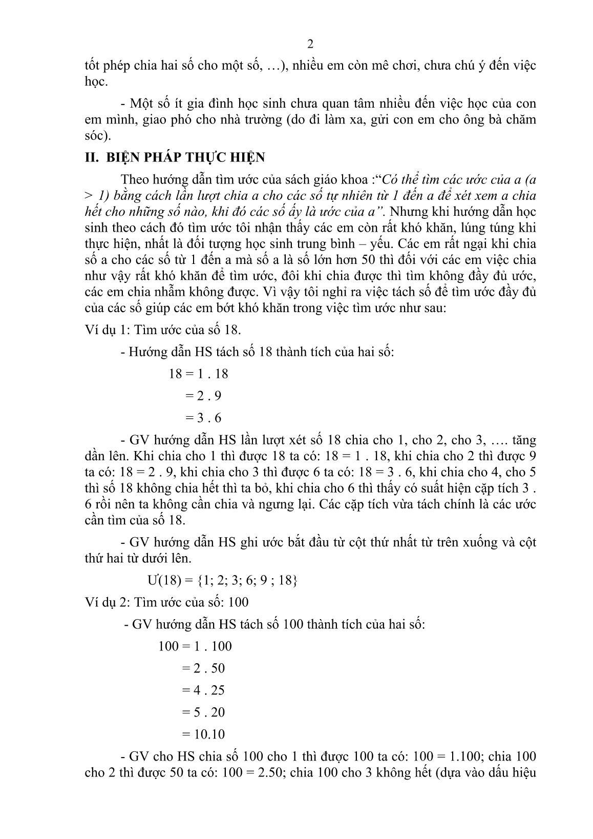 Báo cáo Biện pháp giúp học sinh tìm ước đầy đủ của một số trang 2