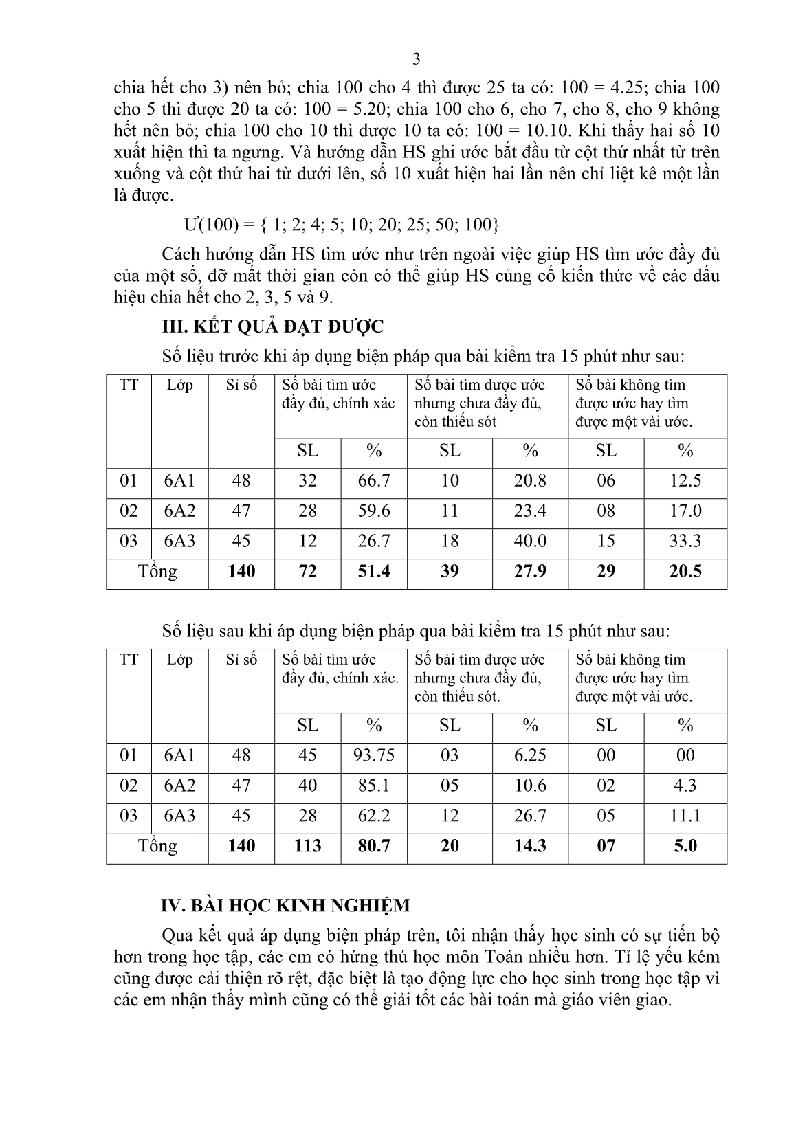 Báo cáo Biện pháp giúp học sinh tìm ước đầy đủ của một số trang 3