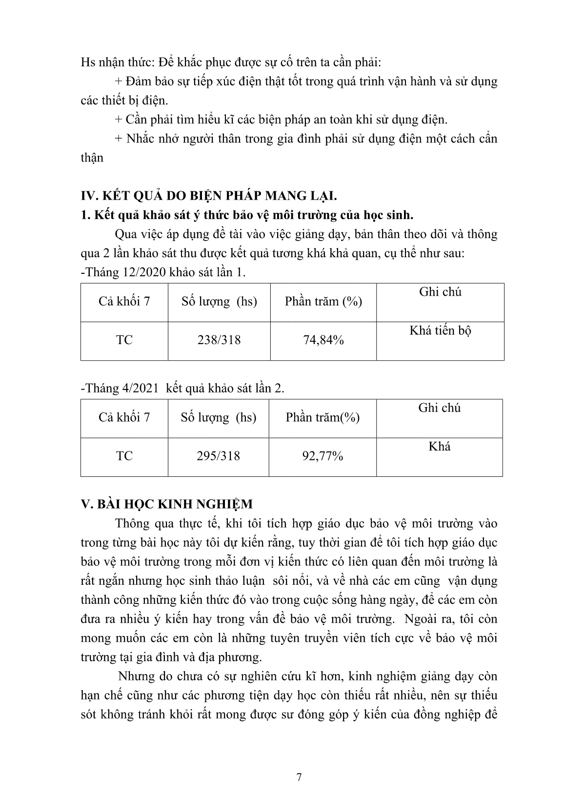 Báo cáo Biện pháp tích hợp bảo vệ môi trường trong giảng dạy môn Vật lý 7 trang 7