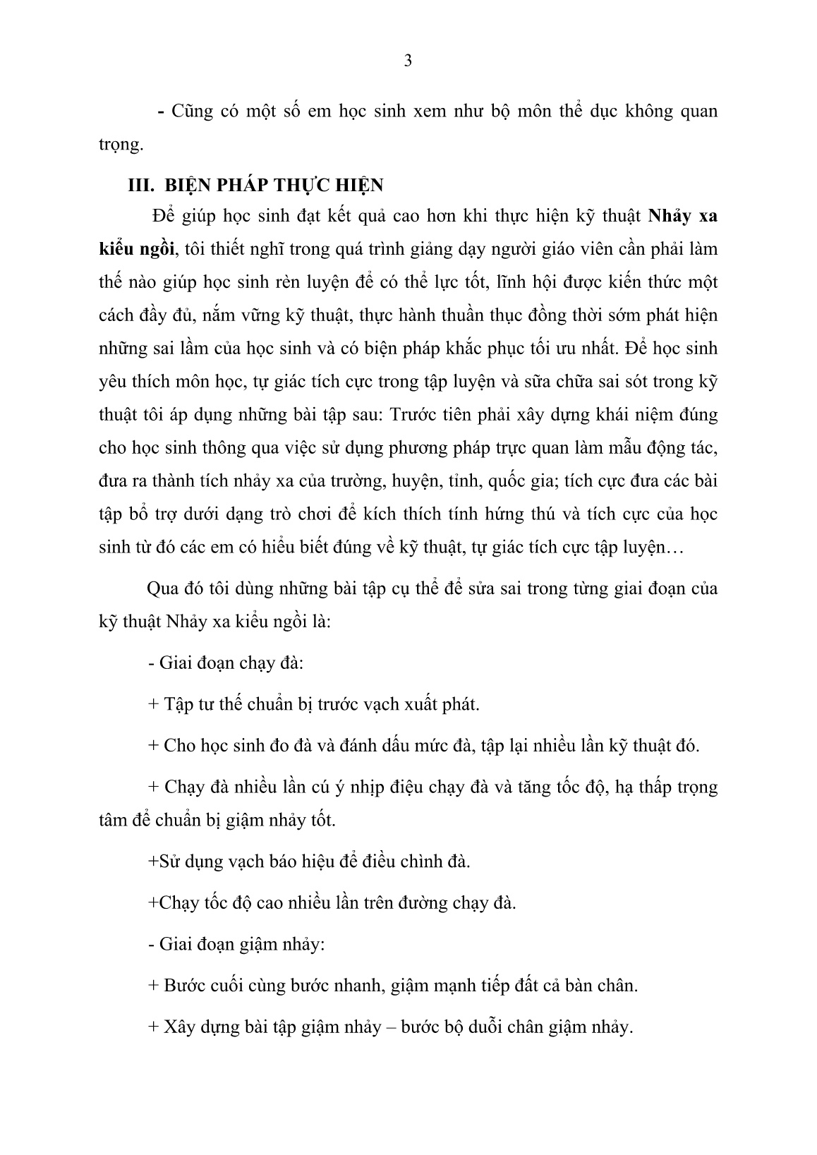 Báo cáo Sử dụng phương pháp trực quan làm mẫu động tác Nhảy xa Kiểu ngồi học sinh khối 8 ở trường THCS trang 3