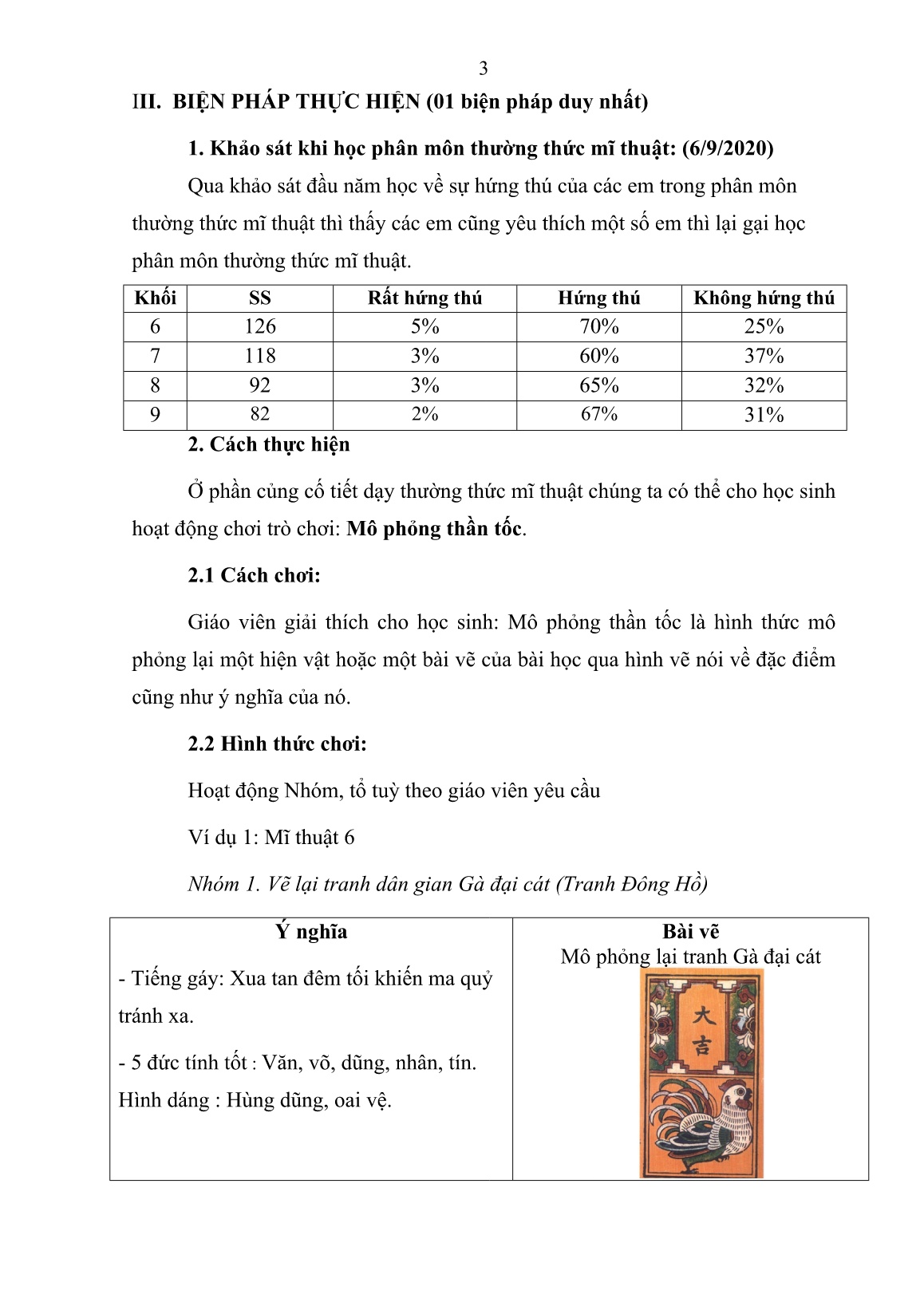 Báo cáo Biện pháp giúp học sinh hứng thú trong thường thức môn Mĩ thuật trang 3