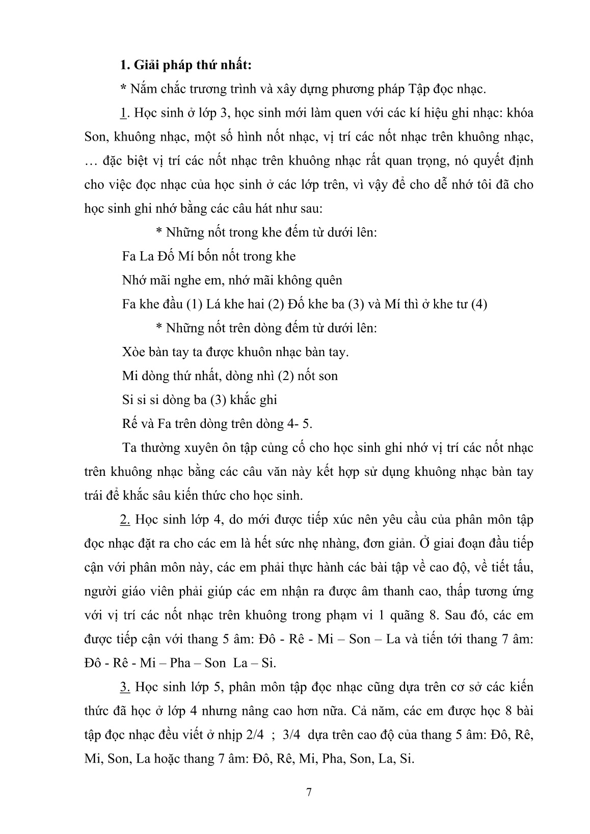 Sáng kiến kinh nghiệm Rèn kỹ năng tập đọc nhạc cho hoc sinh Tiểu học trang 7