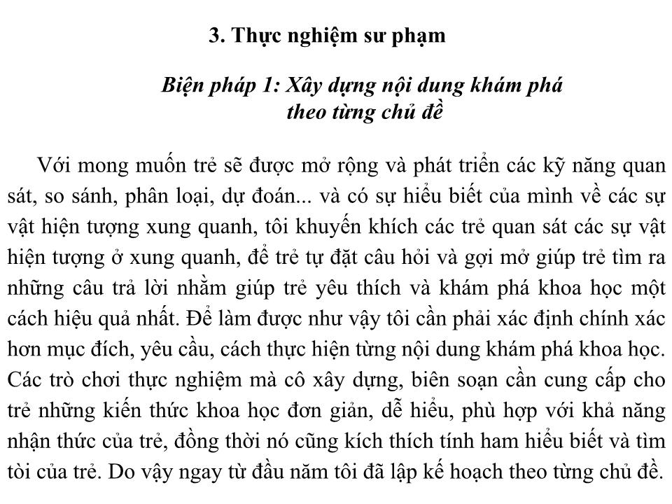 Sáng kiến kinh nghiệm Biện pháp nâng cao chất lượng tổ chức hoạt động khám phá khoa học cho trẻ 5 – 6 tuổi trang 8