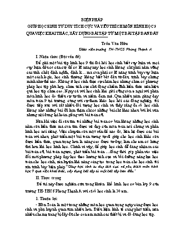 Báo cáo Biện pháp giúp học sinh tư duy tích cực và yêu thích môn Hình học 9 qua việc khai thác, xây dựng bài tập từ một bài tập ban đầu