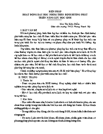 Báo cáo Biện pháp hoạt động dạy học nhóm theo định hướng phát triển năng lực học sinh