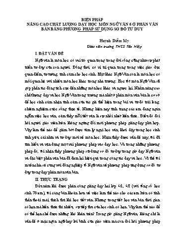 Báo cáo Biện pháp nâng cao chất lượng dạy học môn Ngữ Văn 6 ở phần văn bản bằng phương pháp sử dụng sơ đồ tư duy