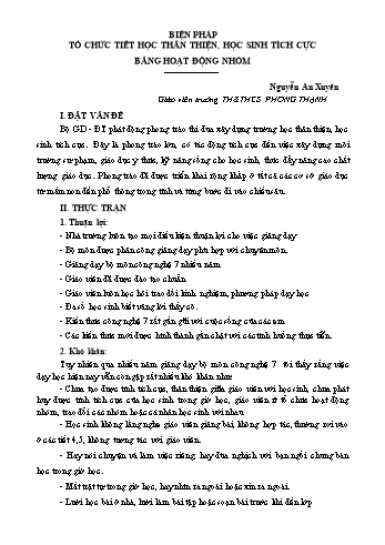 Báo cáo Biện pháp tổ chức tiết học thân thiện, học sinh tích cực bằng hoạt động nhóm