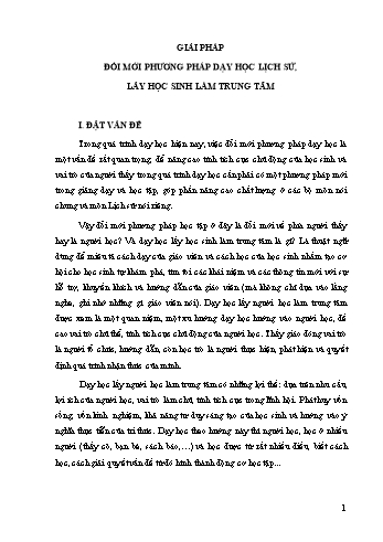 Báo cáo Giải pháp đổi mới phương pháp dạy học Lịch sử, lấy học sinh làm trung tâm