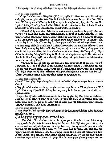 Chuyên đề Biện pháp rèn kỹ năng viết đoạn văn ngắn đạt hiệu quả cho học sinh Lớp 2, 3 ”