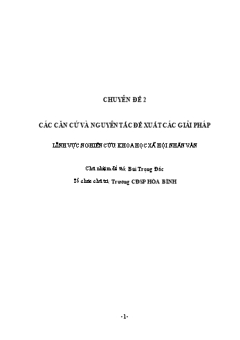 Chuyên đề Các căn cứ và nguyên tắc đề xuất các giải pháp