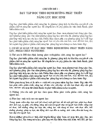 Chuyên đề Dạy tập đọc theo định hướng phát triển năng lực học sinh