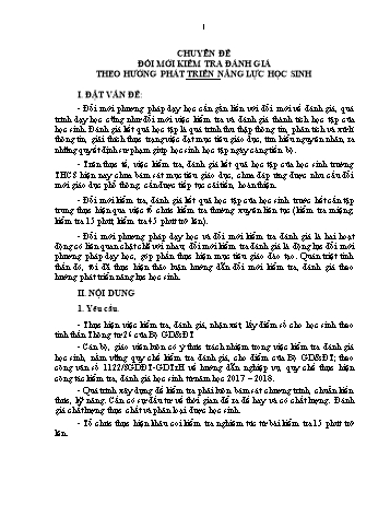 Chuyên đề Đổi mới kiểm tra đánh giá theo hướng phát triển năng lực học sinh