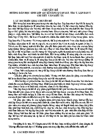 Chuyên đề Hướng dẫn học sinh Lớp 4&5 kĩ năng quan sát, tìm ý, lập dàn ý chi tiết văn miêu tả