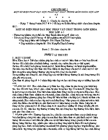 Chuyên đề Một số biện pháp dạy học phần vật chất trong môn Khoa học Lớp 4-5