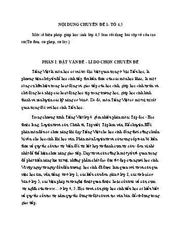 Chuyên đề Một số biện pháp giúp học sinh Lớp 4,5 làm tốt dạng bài tập về cấu tạo từ (Từ đơn, từ ghép, từ láy)
