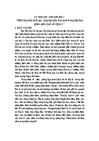 Chuyên đề Phát huy tính tích cực, sáng tạo của học sinh trong dạy học phân môn Lịch sử Lớp 4,5