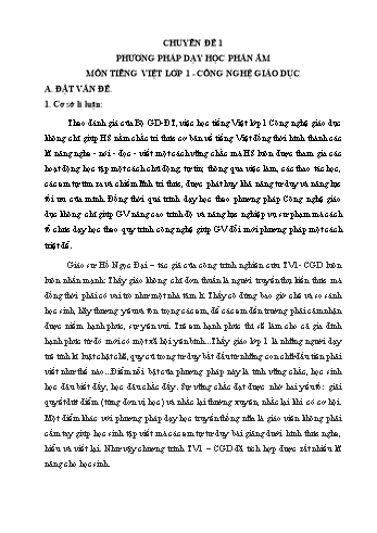 Chuyên đề Phương pháp dạy học phần âm môn Tiếng Việt Lớp 1 - Công nghệ giáo dục