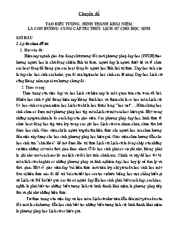 Chuyên đề Tạo biểu tượng, hình thành khái niệm, là con đường cung cấp tri thức lịch sử cho học sinh