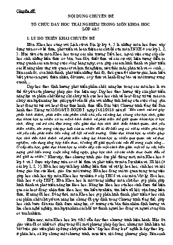 Chuyên đề Tổ chức dạy học trải nghiệm trong môn Khoa học Lớp 4&5
