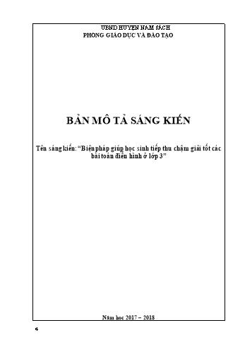 Sáng kiến kinh nghiệm Biện pháp giúp học sinh tiếp thu chậm giải tốt các bài toán điển hình ở Lớp 3