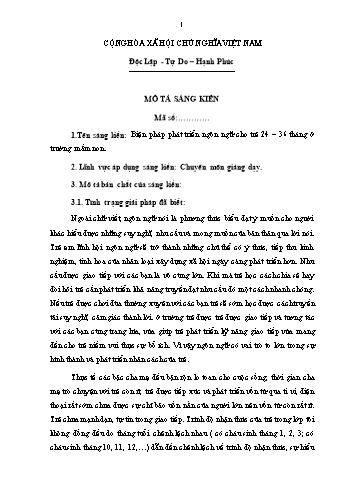 Sáng kiến kinh nghiệm Biện pháp phát triển ngôn ngữ cho trẻ 24 – 36 tháng ở Trường Mầm non