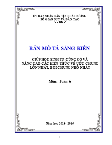 Sáng kiến kinh nghiệm Giúp học sinh tự củng cố và nâng cao các kiến thức về ước chung lớn nhất, bội chung nhỏ nhất