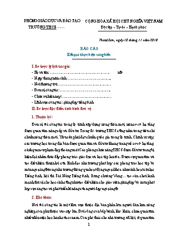 Sáng kiến kinh nghiệm Mô hình nâng cao Kỹ năng Speaking cho học sinh THCS