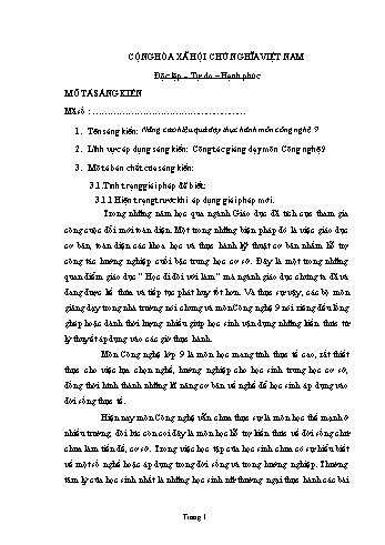Sáng kiến kinh nghiệm Nâng cao hiệu quả dạy thực hành môn Công nghệ 9