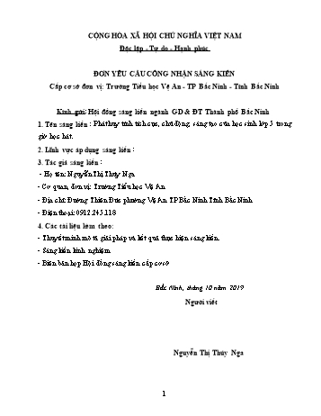 Sáng kiến kinh nghiệm Phát huy tính tích cực, chủ động, sáng tạo của học sinh Lớp 5 trong giờ học hát