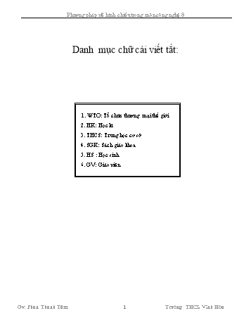 Sáng kiến kinh nghiệm Phương pháp vẽ hình chiếu trong môn Công nghệ 8