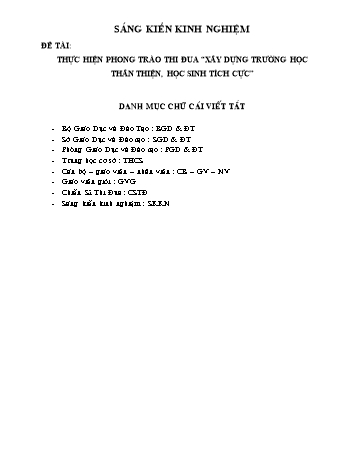 Sáng kiến kinh nghiệm Thực hiện phong trào thi đua “Xây dựng trường học thân thiện, học sinh tích cực”