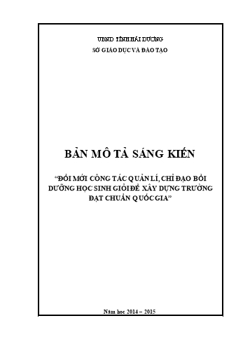 SKKN Đổi mới công tác quản lí, chỉ đạo bồi dưỡng học sinh giỏi để xây dựng trường đạt chuẩn quốc gia