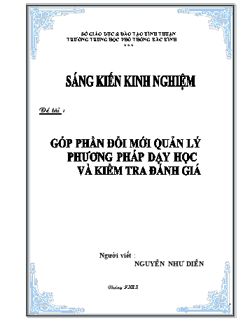 SKKN Góp phần đổi mới quản lí phương pháp dạy học và kiểm tra đánh giá