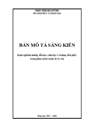 SKKN Kinh nghiệm hướng dẫn học sinh Lớp 3 sử dụng dấu phẩy trong phân môn Luyện từ và câu