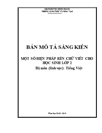 SKKN Một số biện pháp rèn chữ viết cho học sinh Lớp 2