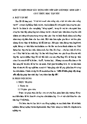 SKKN Một số biện pháp xây dựng nền nếp lớp giúp học sinh Lớp 5 có ý thức học tập tốt
