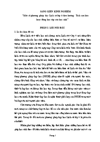 SKKN Một số phương pháp dạy Lịch sử Lớp 4 theo hướng: Tích cực hóa hoạt động học tập của học sinh