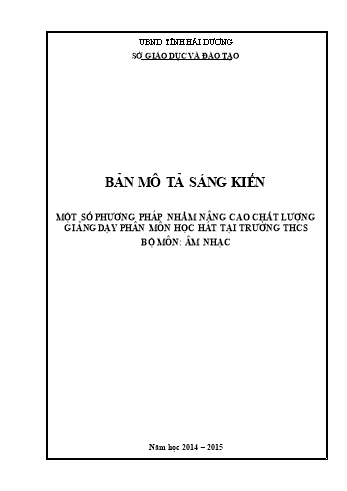 SKKN Một số phương pháp nhằm nâng cao chất lượng giảng dạy phân môn học hát tại Trường THCS