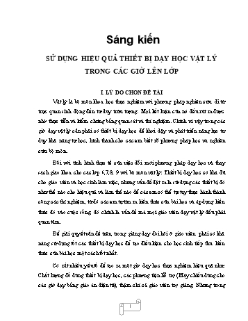 SKKN Sử dụng hiệu quả thiết bị dạy học Vật lý trong các giờ lên lớp