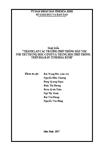 SKKN Thành lập các trường phổ thông dân tộc nội trú Trung học cơ sở và Trung học phổ thông trên địa bàn tỉnh Hòa Bình