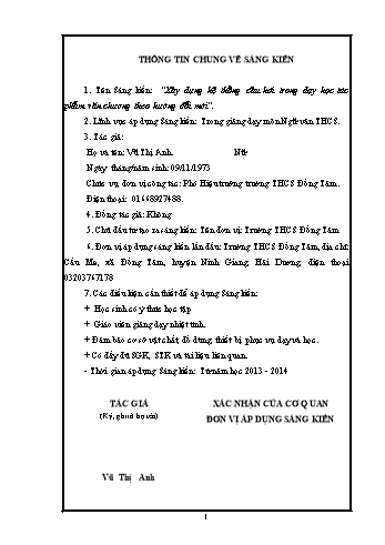 SKKN Xây dựng hệ thống câu hỏi trong dạy học tác phẩm văn chương theo hướng đổi mới