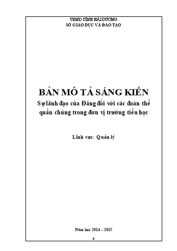 Sự lãnh đạo của đảng đối với các đoàn thể quần chúng trong đơn vị Trường Tiểu học