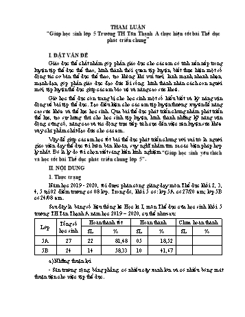 Tham luận Giúp học sinh Lớp 5 Trường Tiểu học Tân Thạnh A thực hiện tốt bài thể dục phát triển chung